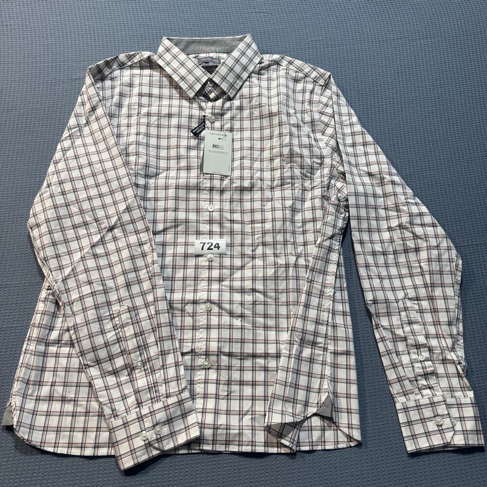 Van Heusen Men's Regular‎ Fit Button Down Collar Dress Shirt Sz L Brand New